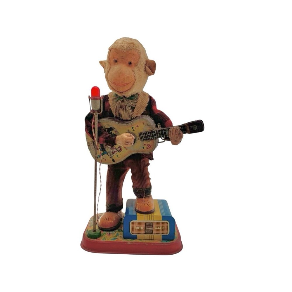 Vintage 1960's Monkey Playing Guitar NONE Working Cute Decor